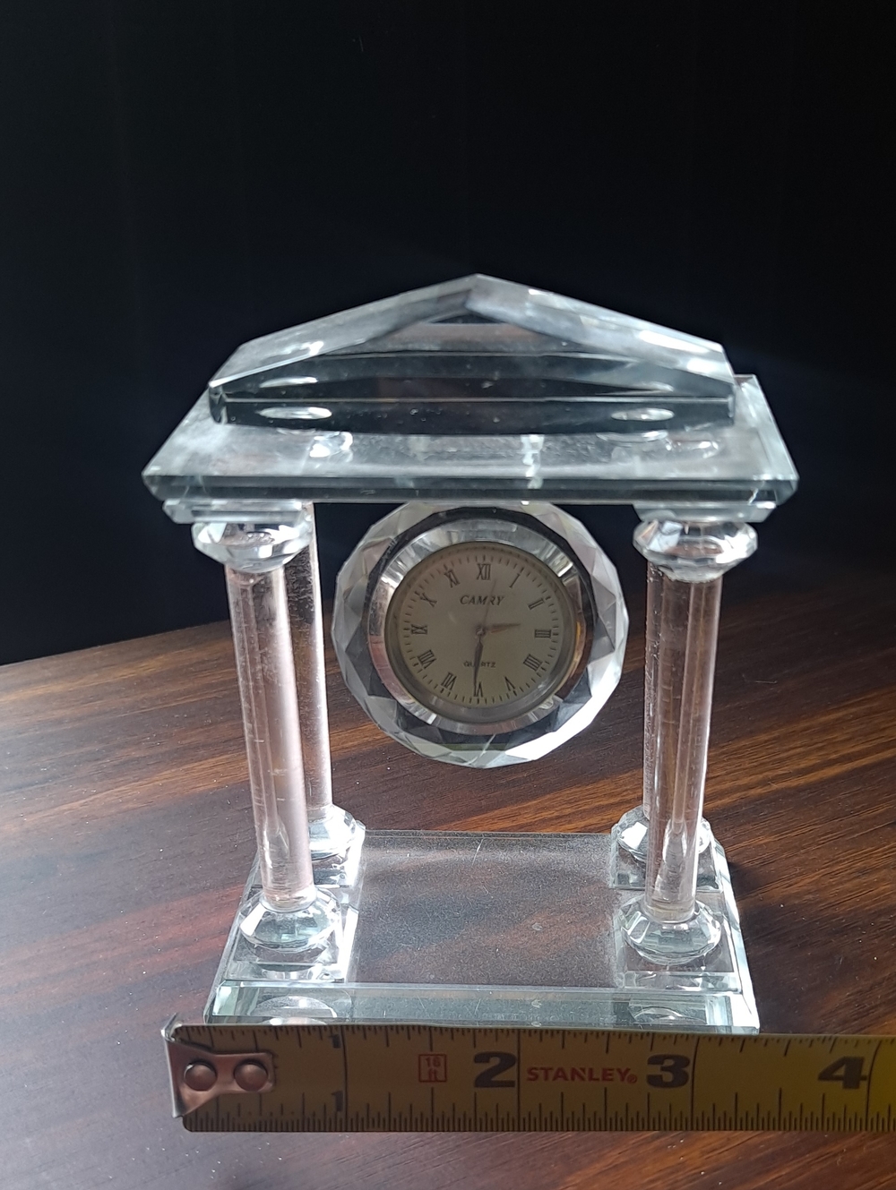 Crystal Mantel Clock - Clear Glass Home Wall Decor